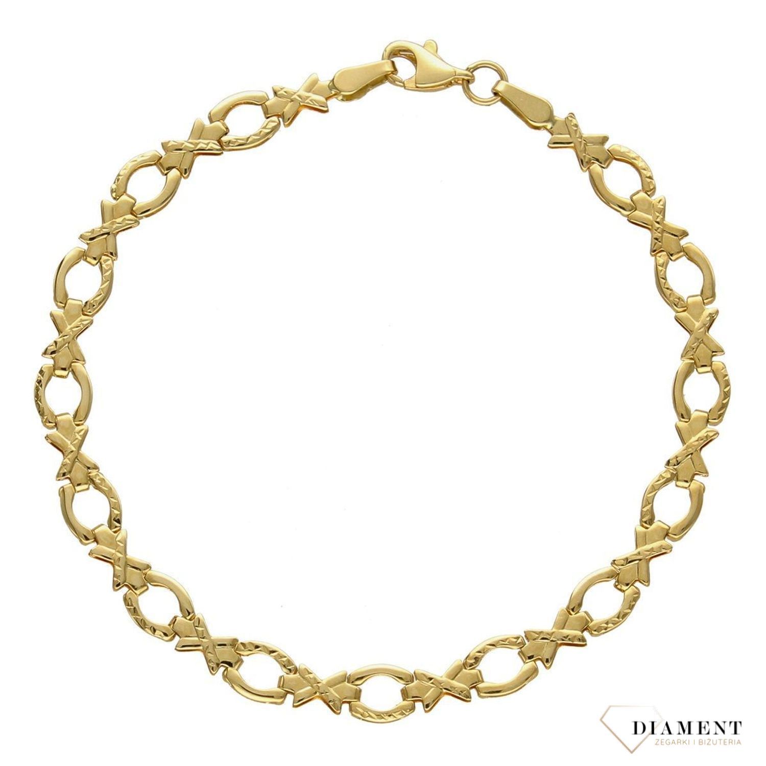 Złota bransoletka próba 585 'grawerowane ogniwka'  (1).jpg